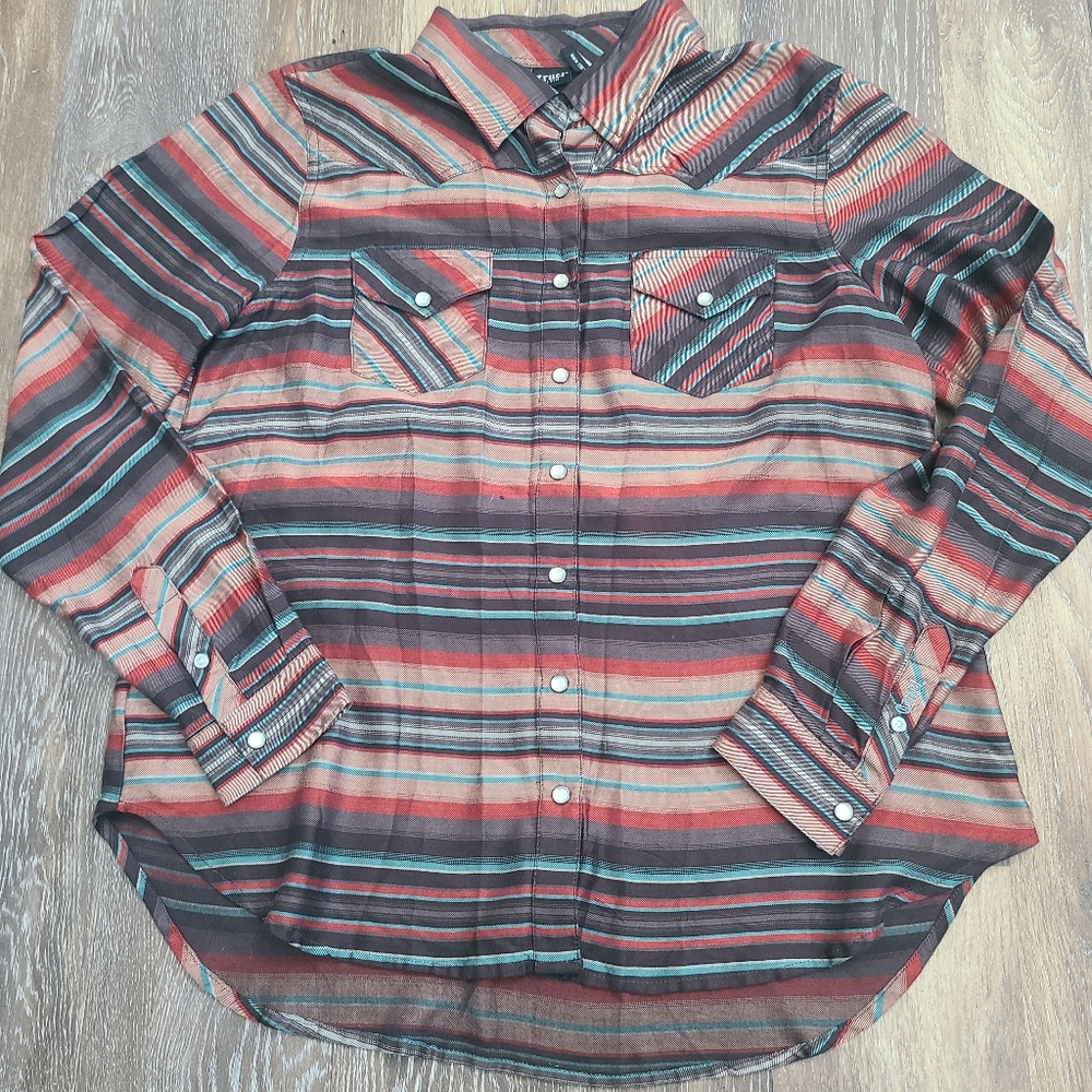 Cruel Denim Pearl Snap Button Western Shirt Mens Size Large